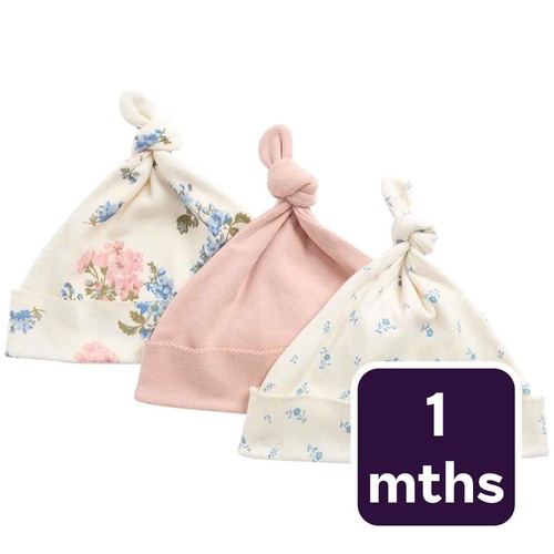M&S Girls Cotton Rich Floral Hats, 1 Month, Blush