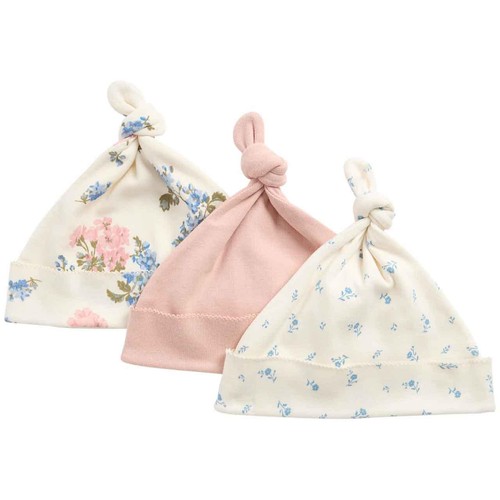 M&S Girls Cotton Rich Floral Hats, 1 Month, Blush thumbnail 2