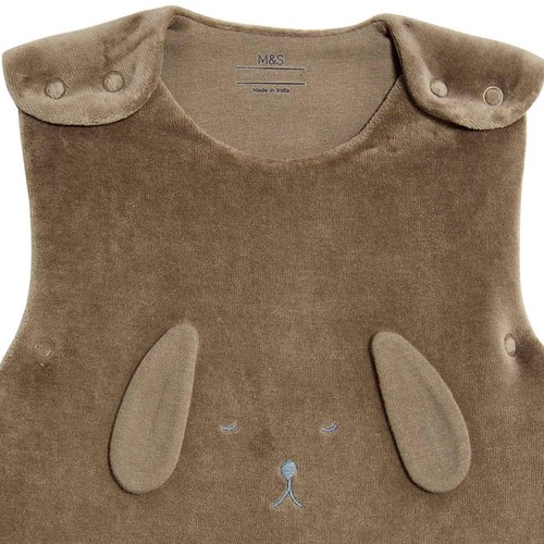 M&S Cotton Rich Animal Face Sleeping Bag, 6-18 M, Brown thumbnail 4