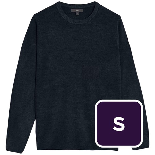 M&S Mens Cashmilon Crew Neck Jumper, S, Navy