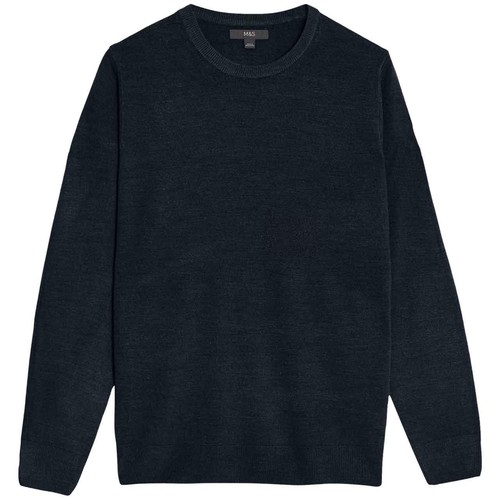 M&S Mens Cashmilon Crew Neck Jumper, S, Navy thumbnail 2