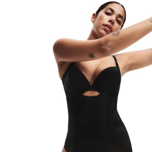 M&S Womens Body Define Firm Control Bodysuit, 16, Black thumbnail 2