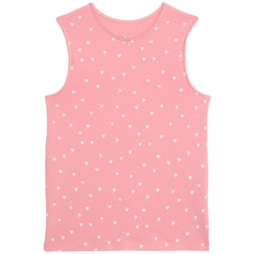 M&S Girls Pure Cotton Heart Print Vests, 9-10 Years, Pink Mix thumbnail 2
