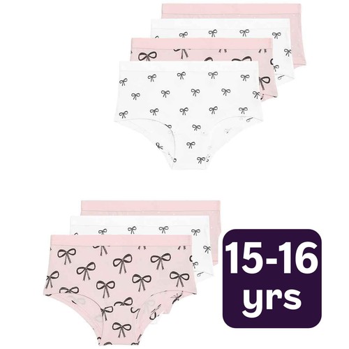 M&S Girls Cotton with Stretch Bow Shorts, 15-16 Years, Pink Mix