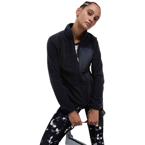 M&S Womens Goodmove Thermal Zip Up Funnel Neck Fleece, 8, Navy thumbnail 3