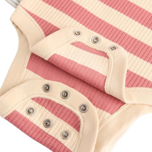 M&S Boys Cotton Rich Striped Long Sleeve Bodysuits, 0-3 M, Red thumbnail 2