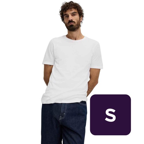 M&S Mens Cotton Crew Neck T-Shirt, S, White