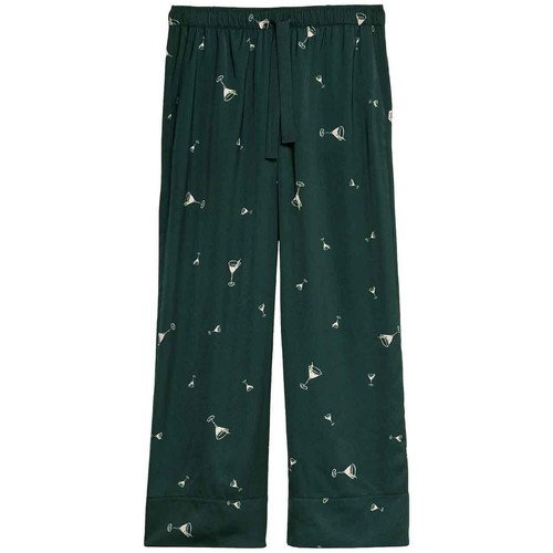 M&S Womens Dream Satin Cocktail Print Pyjama Set, 14, Light Green thumbnail 4