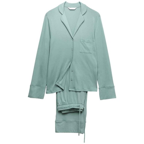 M&S Womens Cotton Modal Revere Pyjama Set, S, Green