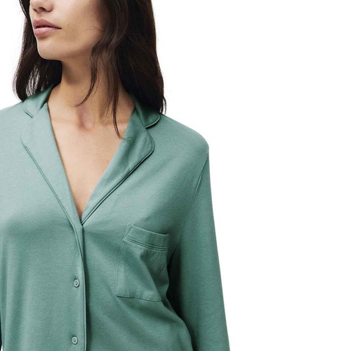 M&S Womens Cotton Modal Revere Pyjama Set, S, Green thumbnail 5