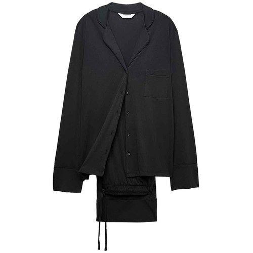 M&S Womens Cotton Modal Revere Pyjama Set, S, Black