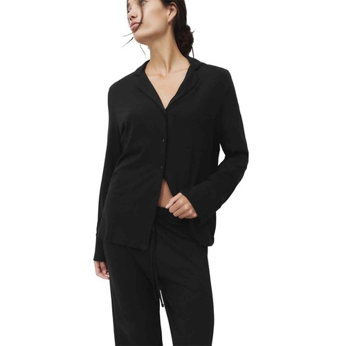 M&S Womens Cotton Modal Revere Pyjama Set, S, Black thumbnail 4