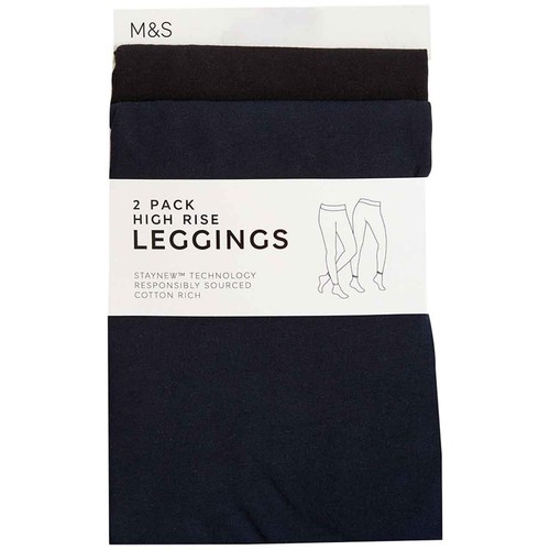 M&S Womens High Waisted Leggings, 20, Blue/Black thumbnail 6