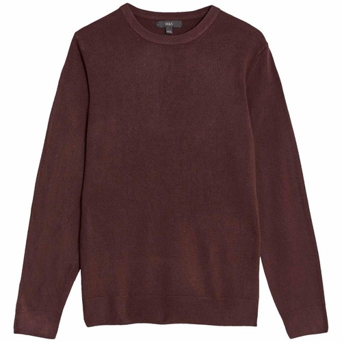 M&S Mens Cashmilon Crew Neck Jumper, S, Burgundy thumbnail 2