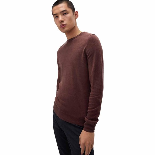 M&S Mens Cashmilon Crew Neck Jumper, S, Burgundy thumbnail 3