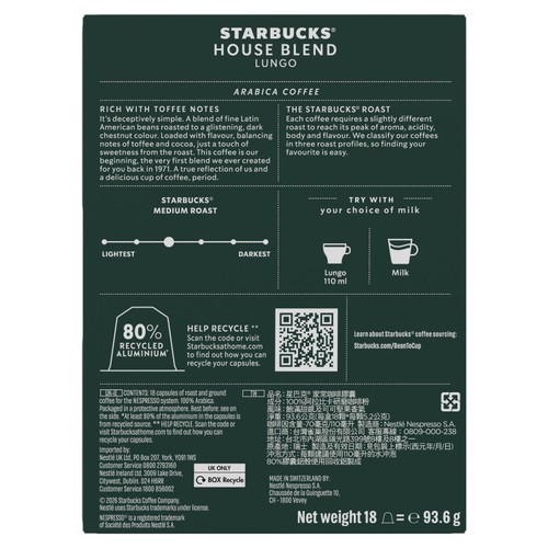 Starbucks by NESPRESSO House Blend Coffee Capsules thumbnail 4