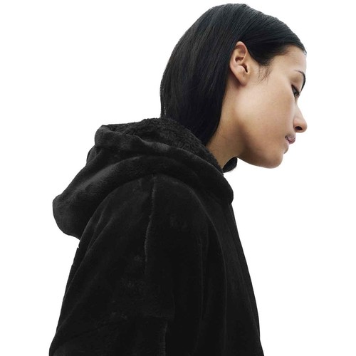 M&S Womens Fur Fleece Lounge Hoodie, S, Black thumbnail 3