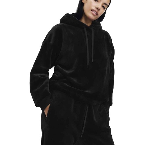 M&S Womens Fur Fleece Lounge Hoodie, S, Black thumbnail 5