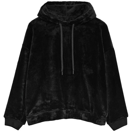 M&S Womens Fur Fleece Lounge Hoodie, M, Black