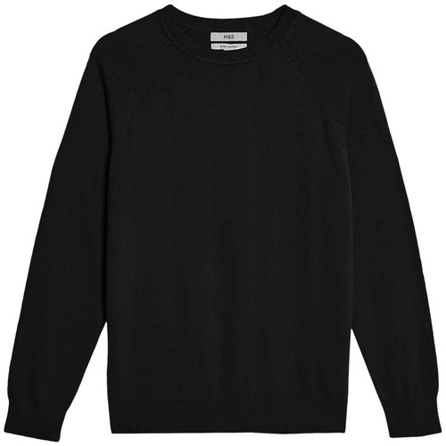 M&S Mens Cotton Crew Neck Jumper, XL, Black