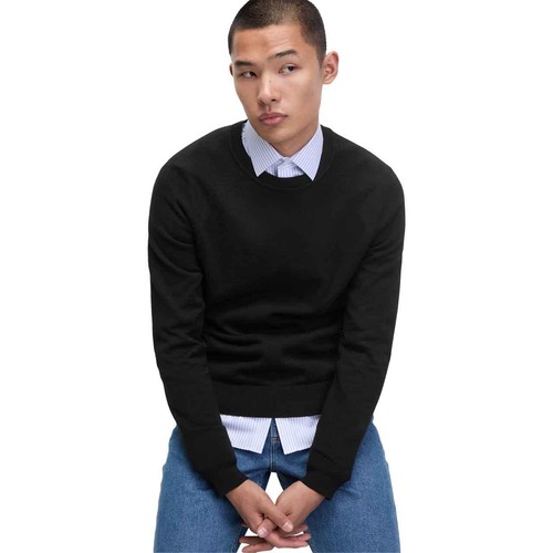 M&S Mens Cotton Crew Neck Jumper, XL, Black thumbnail 2