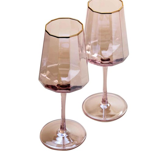 M&S Pearlescent Lustre Wine Glasses, Pink