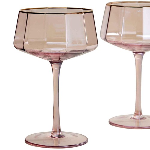 M&S Pearlescent Lustre Coupe Glasses, Pink