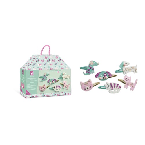 Janod Little Pets 6 Piece Glitter Hair Clips Kit thumbnail 2