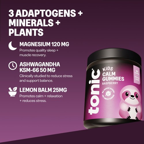 Tonic Health Kids Calm Gummy 3-12 Yrs x 30 Raspberry thumbnail 5