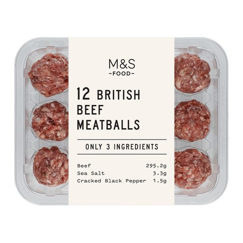M&S Only 3 Ingredients 12 Beef Meatballs thumbnail 2