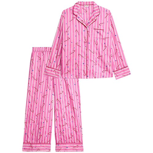 M&S Womens Striped Pyjama Set, 20, Pink