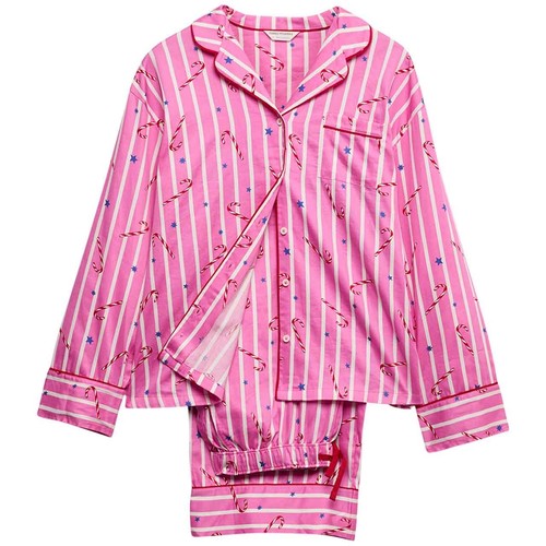M&S Womens Striped Pyjama Set, 20, Pink  thumbnail 4