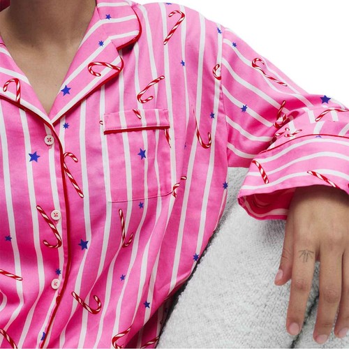 M&S Womens Striped Pyjama Set, 20, Pink  thumbnail 8