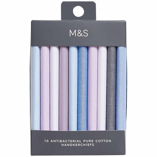 M&S Mens Antibacterial Pure Cotton Handkerchiefs