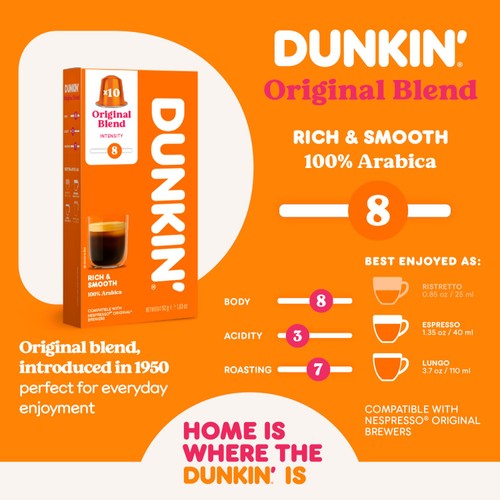 Dunkin Original Blend Nespresso Compatible Coffee Pods thumbnail 8