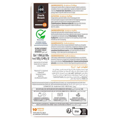 Dunkin Dark Roast Nespresso Compatible Coffee Pods thumbnail 4