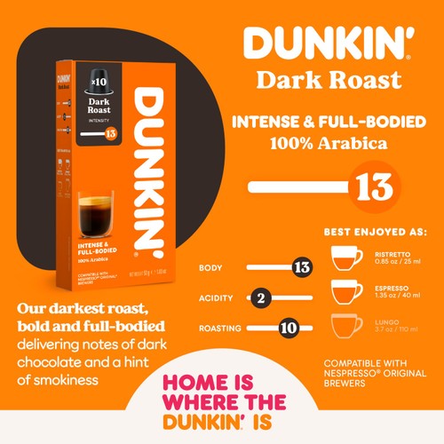 Dunkin Dark Roast Nespresso Compatible Coffee Pods thumbnail 5