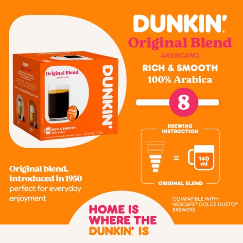 Dunkin Original Blend Dolce Gusto Compatible Coffee Pods thumbnail 4