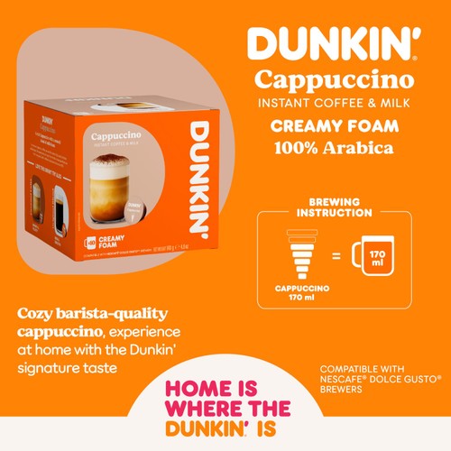 Dunkin Cappuccino Dolce Gusto Compatible Coffee Pods thumbnail 6