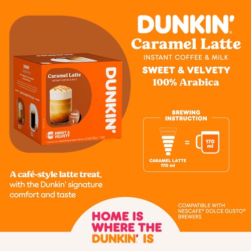 Dunkin Caramel Latte Dolce Gusto Compatible Coffee Pods thumbnail 7