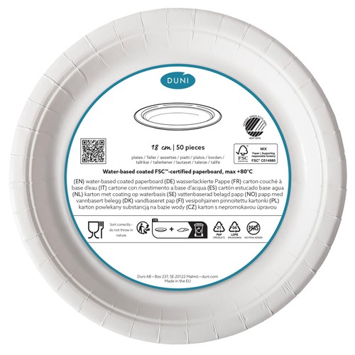 White Coated 18cm Paper Party Plate