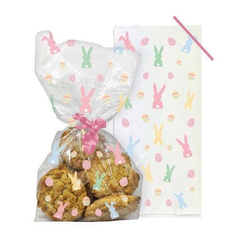 Easter Eggs & Bunnies Cello Treat Bags with Twist Ties