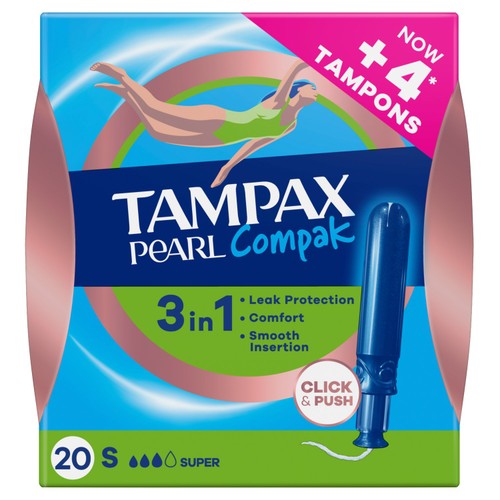 Tampax Compak Pearl Tampons Super 20 Count thumbnail 2