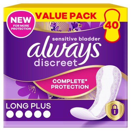 Always Discreet Adult Incontinence Liners Long Plus Value Pack 40 Count