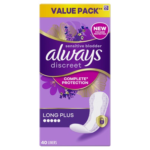 Always Discreet Adult Incontinence Liners Long Plus Value Pack 40 Count thumbnail 2
