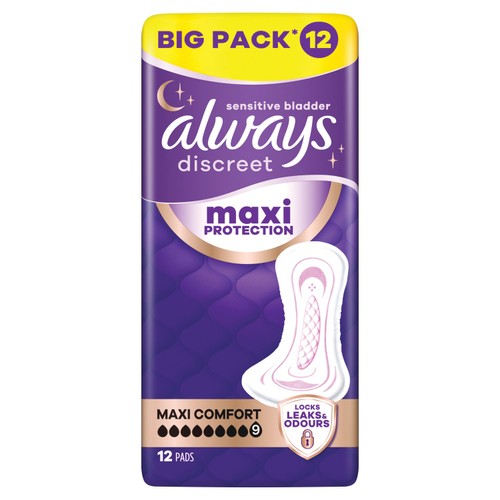 Always Discreet Adult Incontinence Pads Maxi Comfort Value Pack 12 Count thumbnail 2