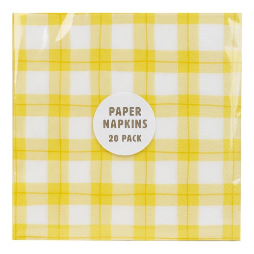 Table Fun Yellow Gingham Paper Party Napkins thumbnail 2
