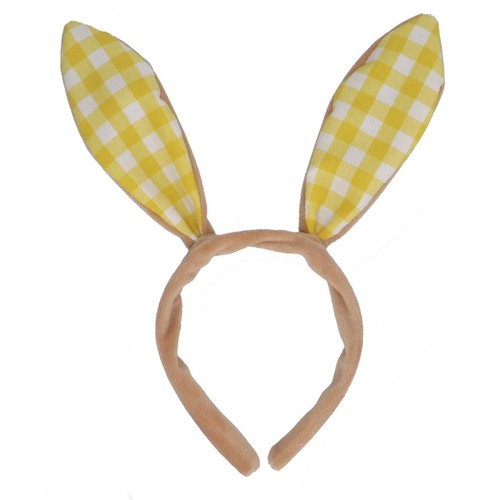 Bunny Ears Gingham Headband, Pink Or Yellow