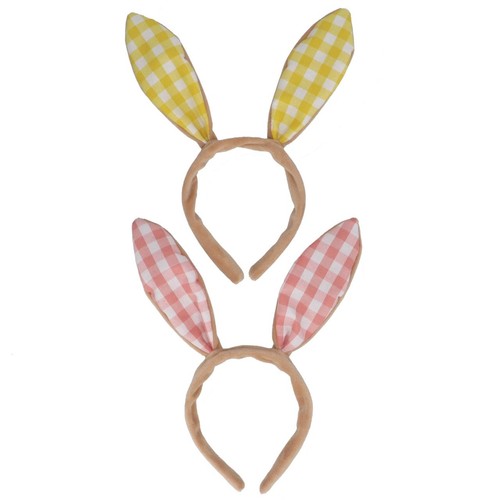 Bunny Ears Gingham Headband, Pink Or Yellow thumbnail 3