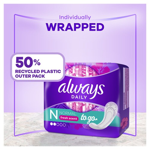 Always Dailies Fresh Liners Folded&Wrapped To Go Normal 20 Count thumbnail 7